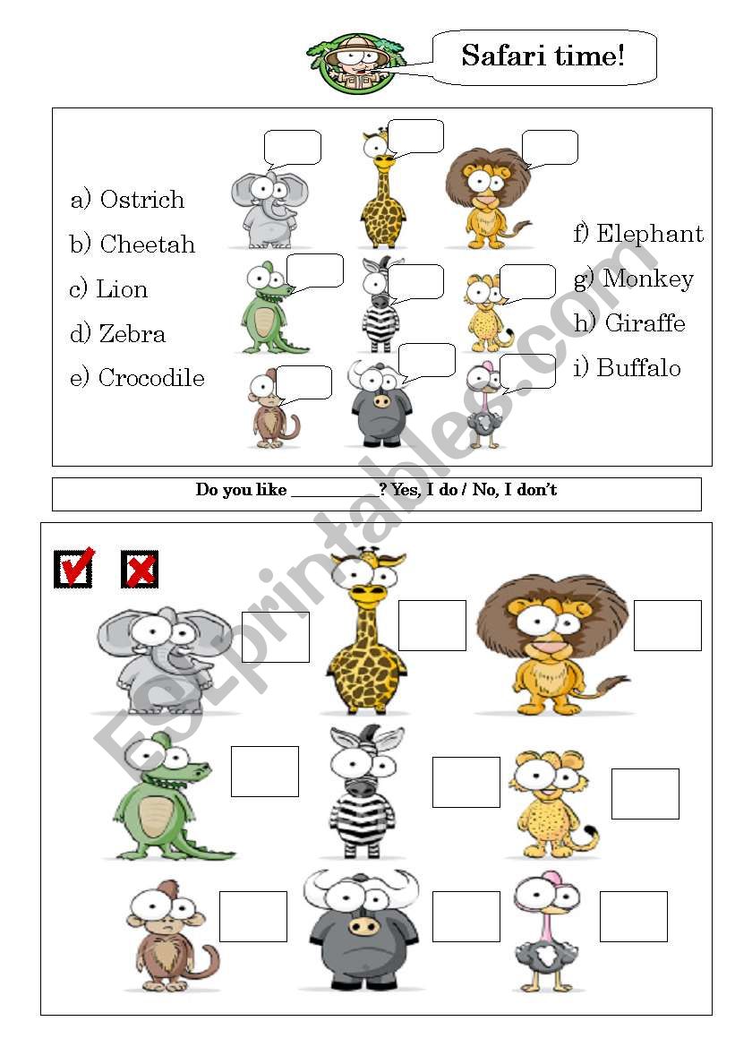 Safari Time worksheet