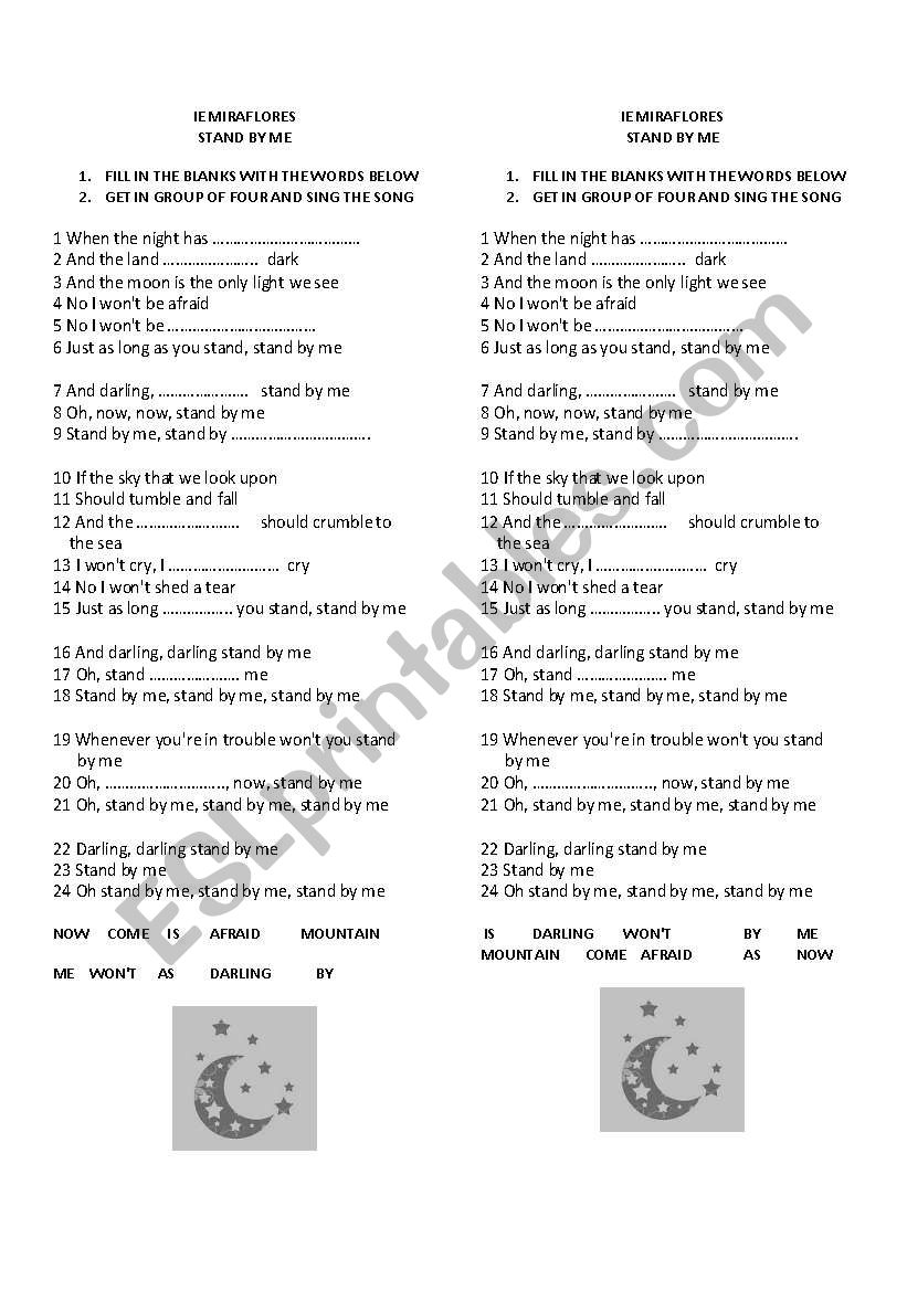 SONG Stand by me worksheet