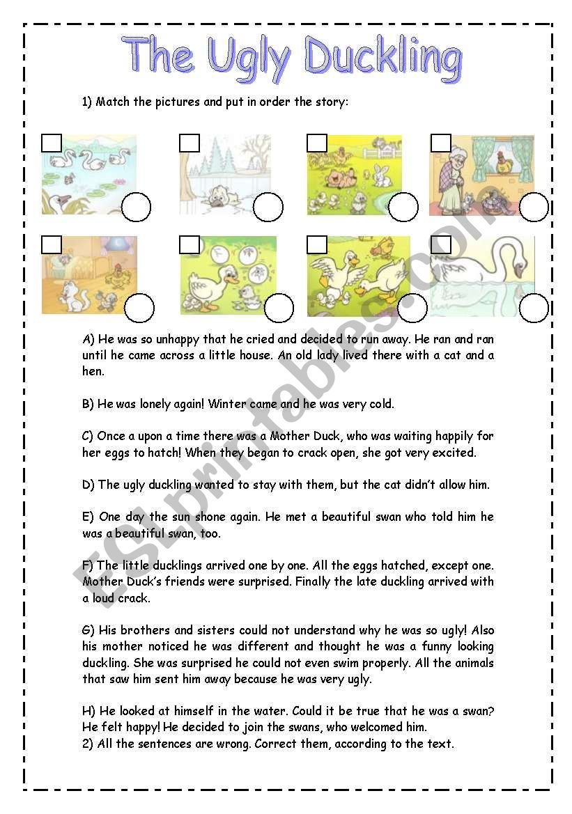 The Ugly Duckling worksheet