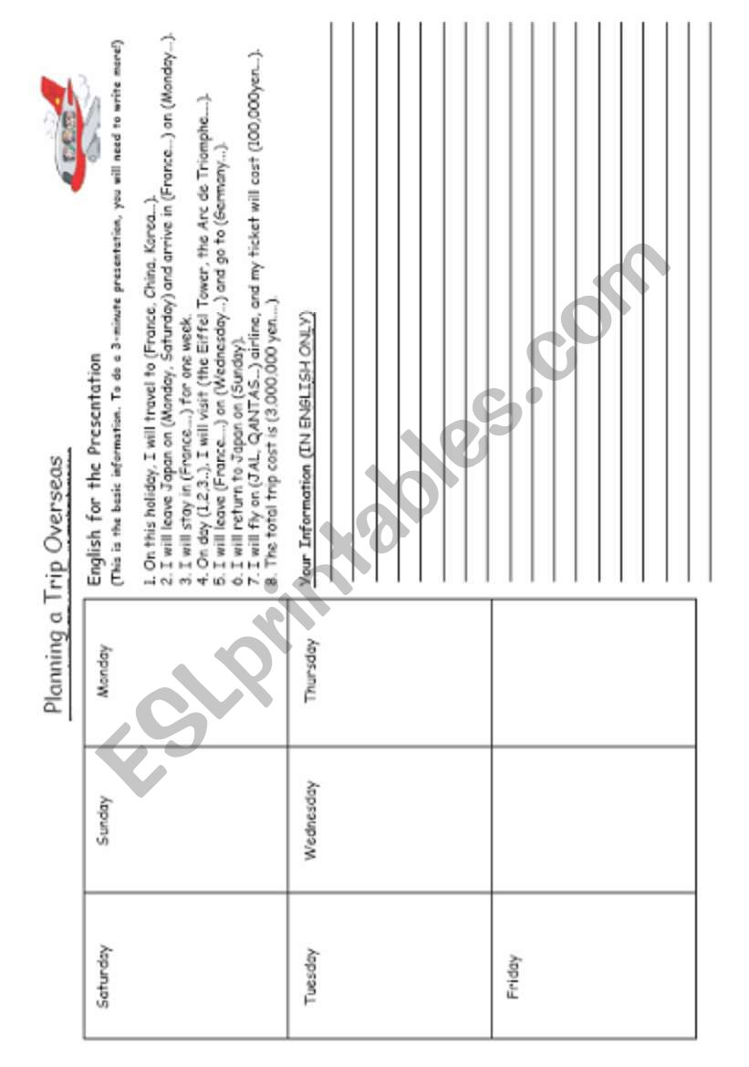 Super Overseas Trip Project worksheet