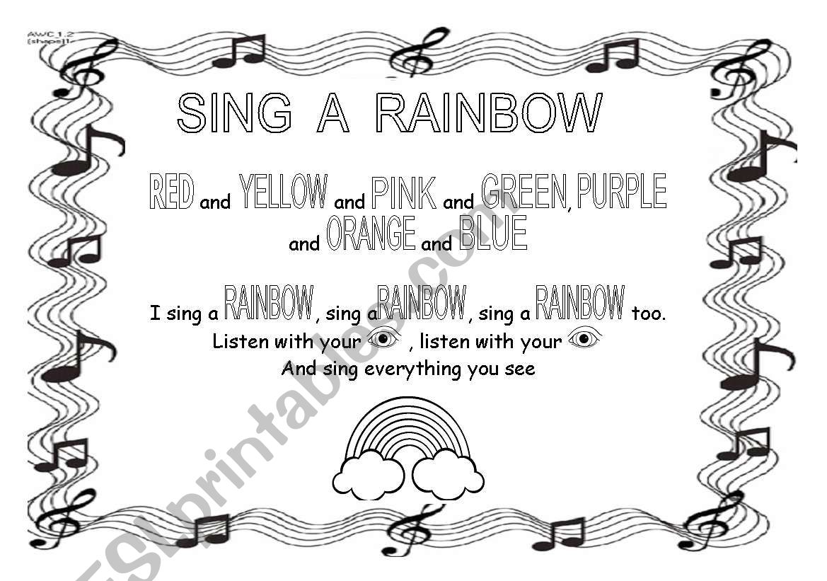 Sing a rainbow worksheet
