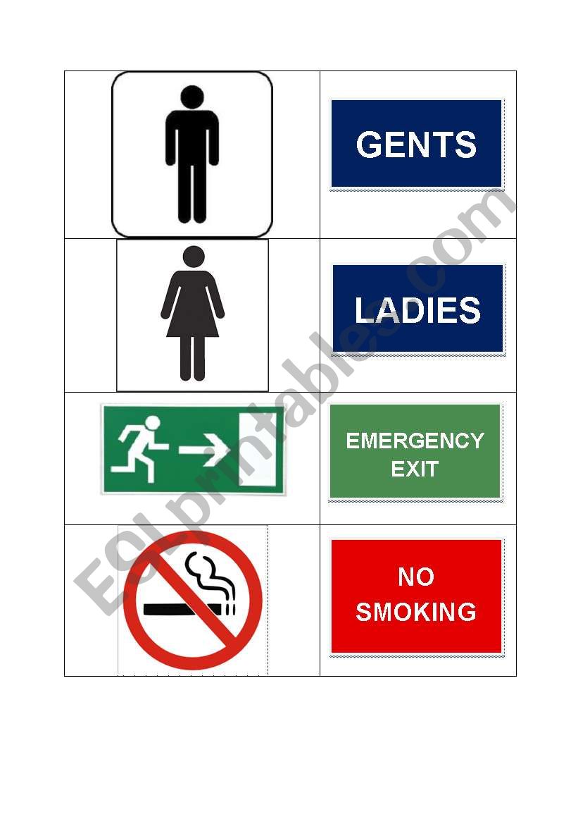 Common signs worksheet