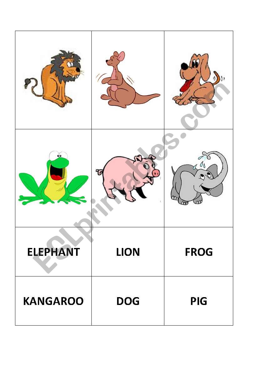 Animals card part 1 worksheet