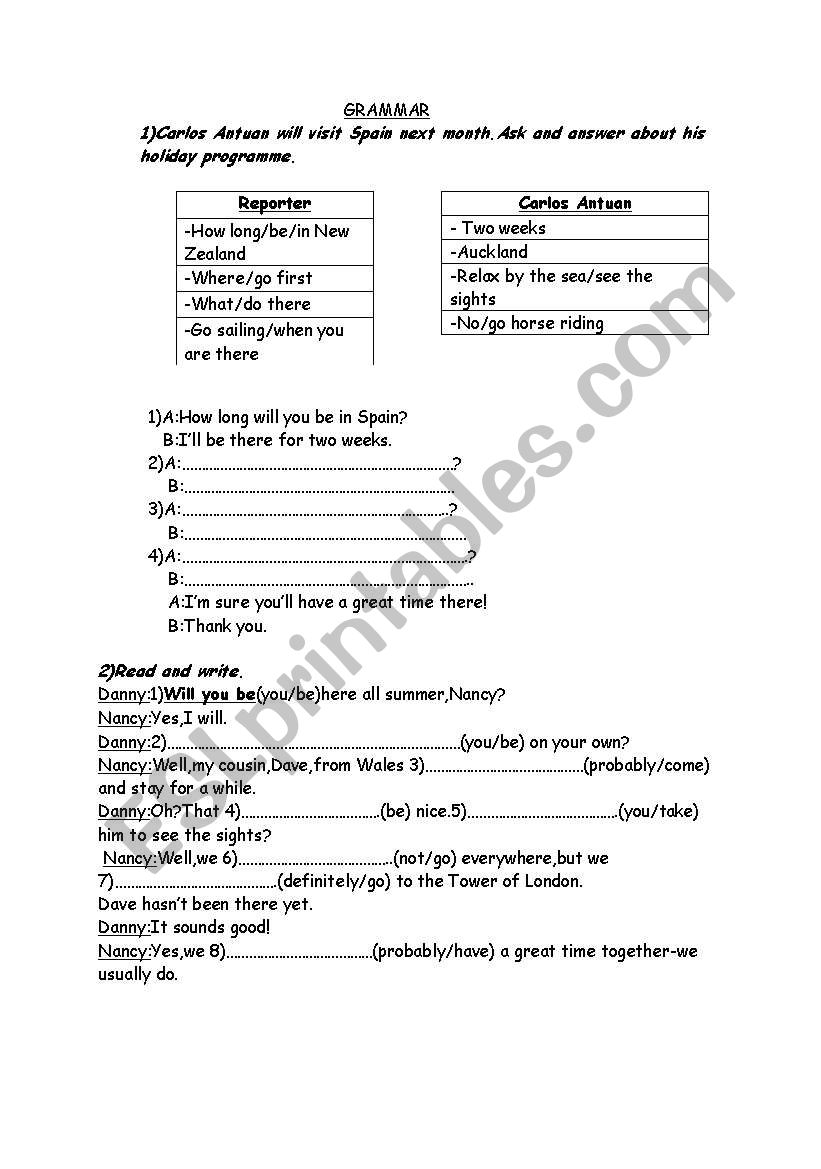 grammar and wrtng activity worksheet