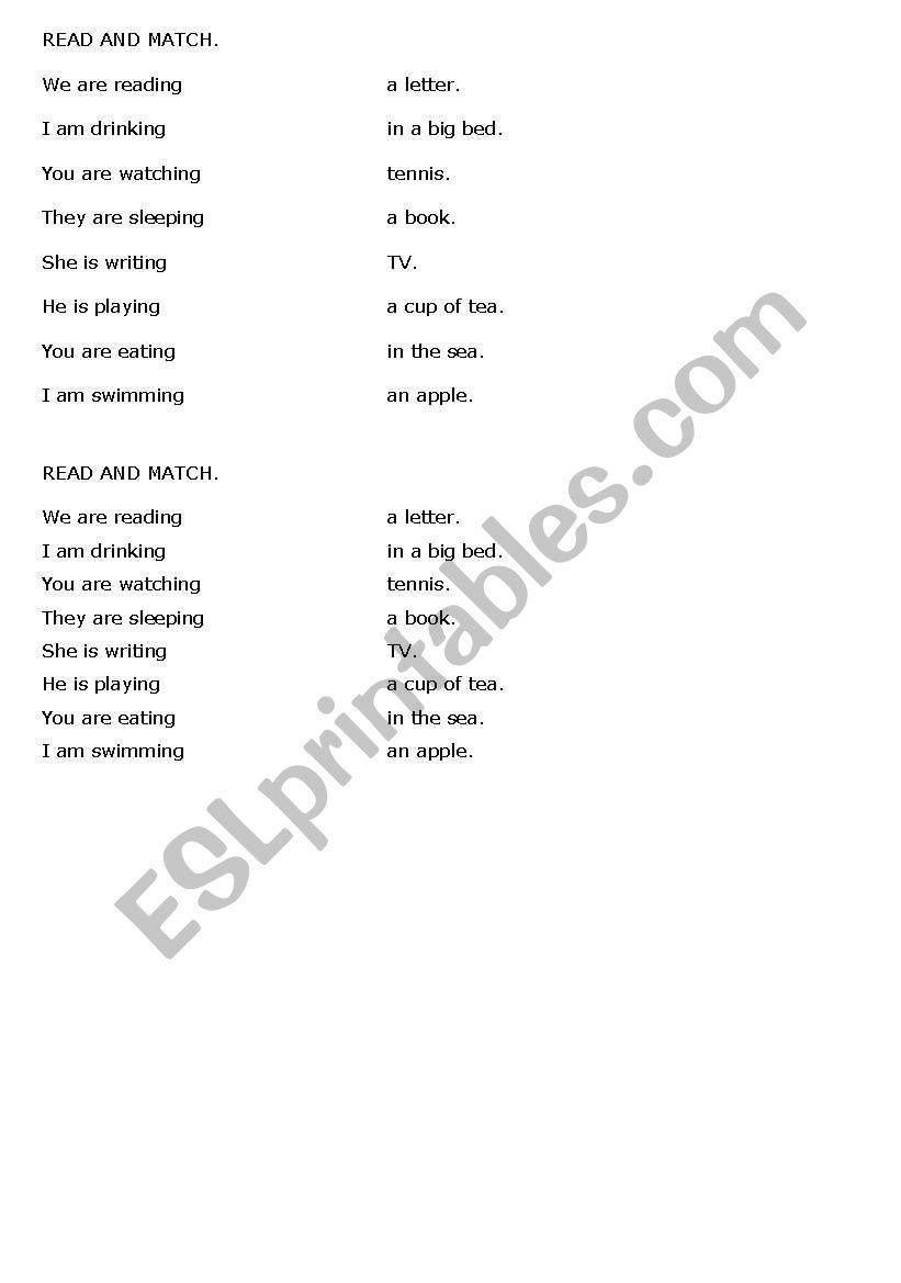 READ AND MATCH worksheet
