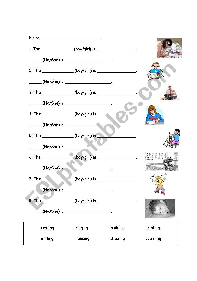 He or She Verb Worksheet worksheet