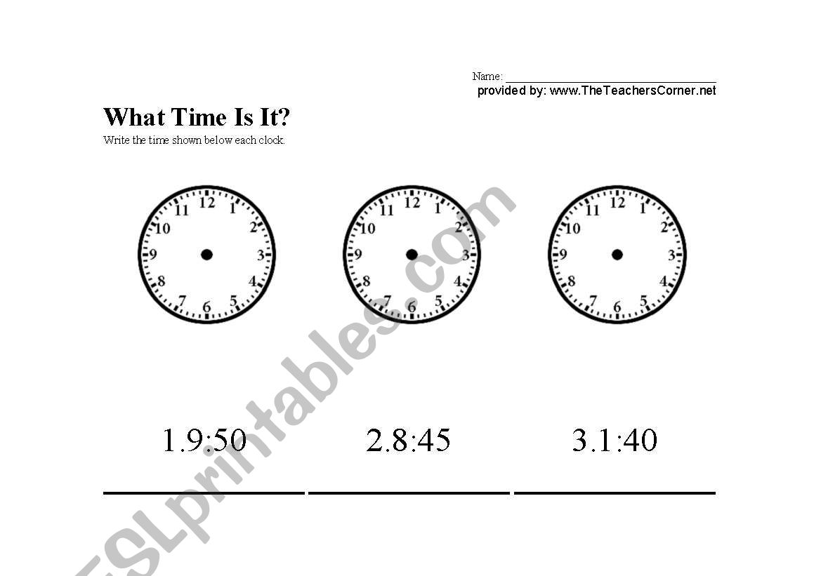 What time is it worksheet