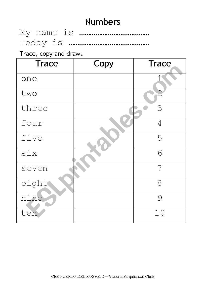 number 1-10 worksheet