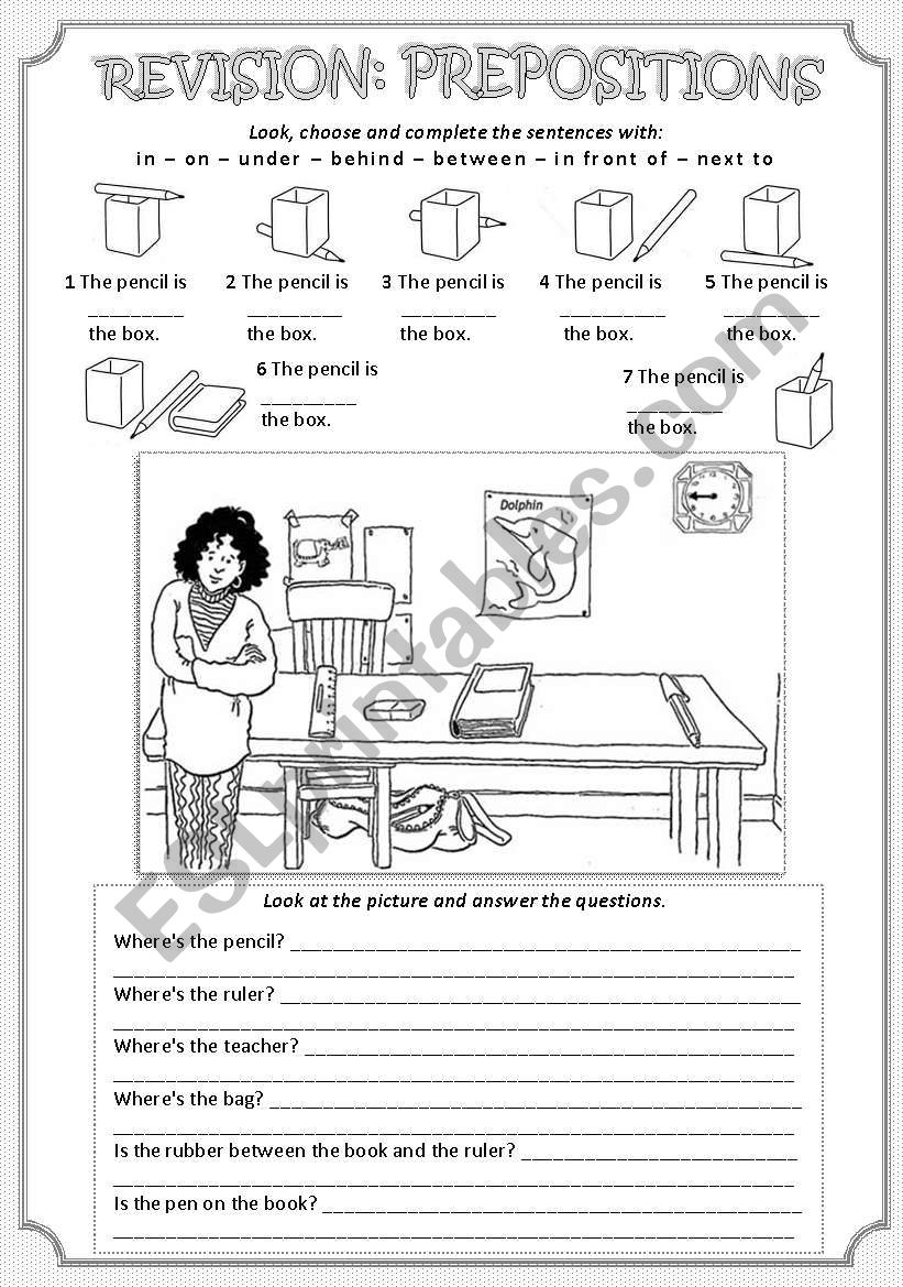 Revision- prepositions worksheet