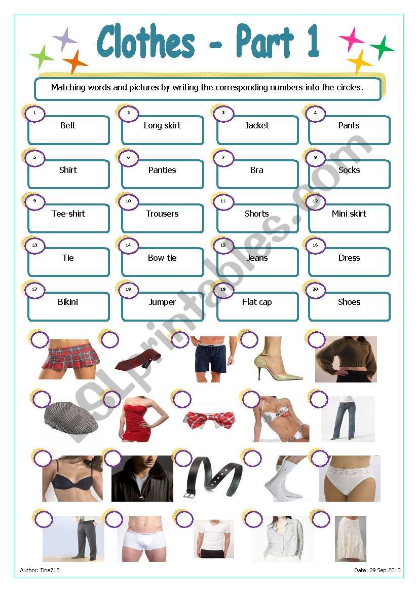 Clothes - Part 1 worksheet