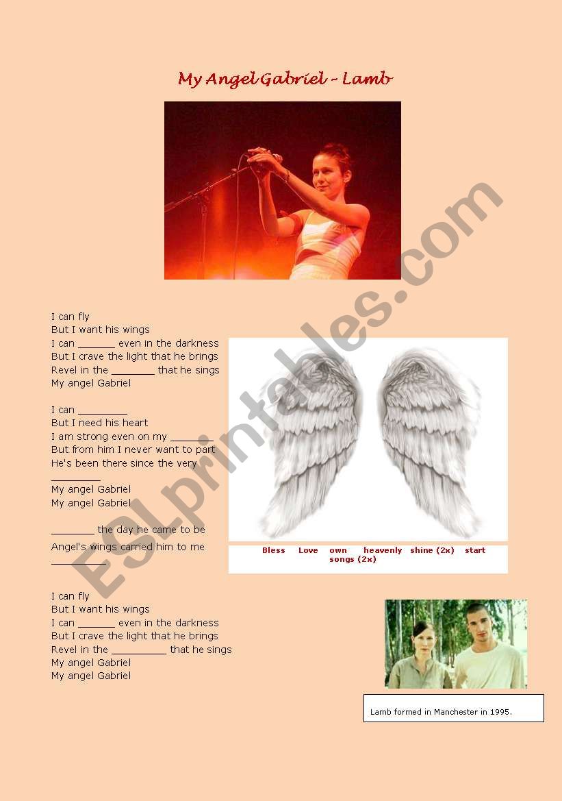 My angel Gabriel - Lamb worksheet