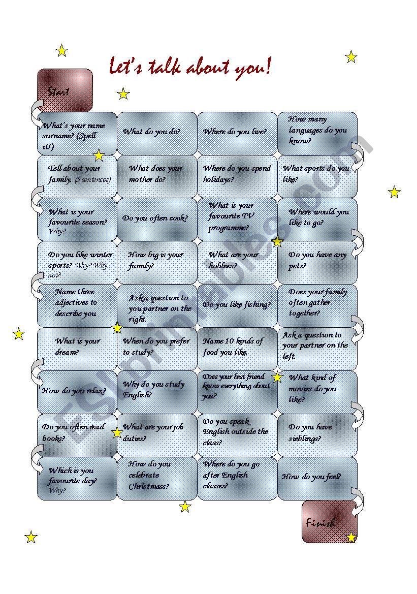 LetÂ´s talk about you! worksheet