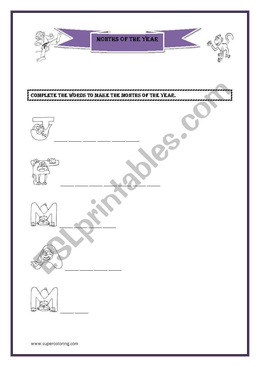 Months of the Year worksheet