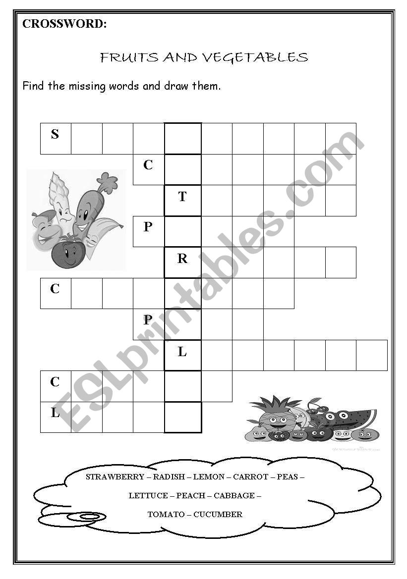 FRUITS AND VEGETABLES CROSSWORD