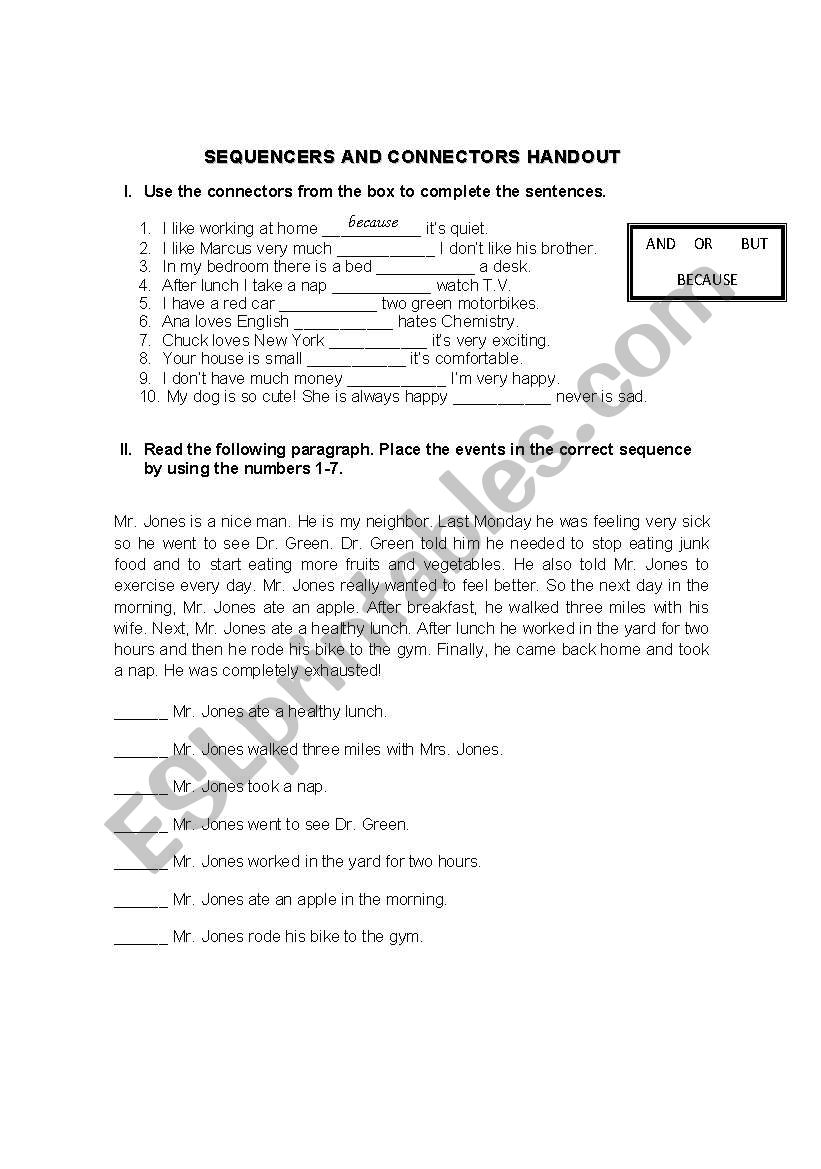 Sequencers and Connectors worksheet