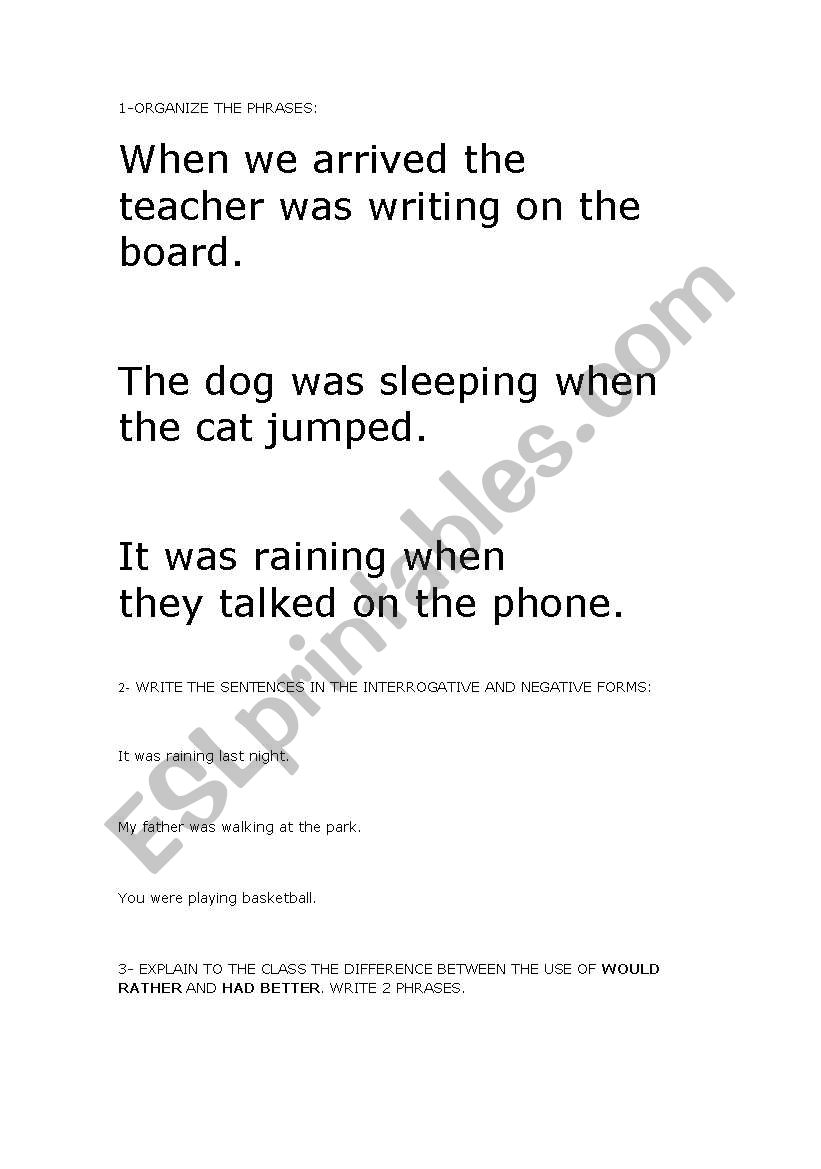 Game worksheet