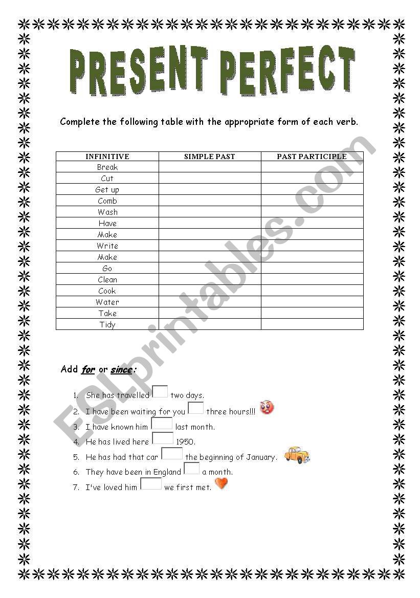 Present Perfect worksheet