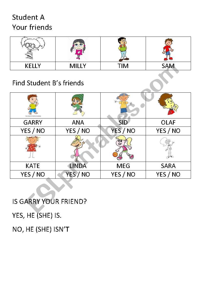 is he/she your friend? part 1 worksheet