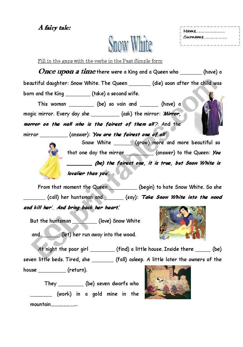 past simple in fairy tales worksheet