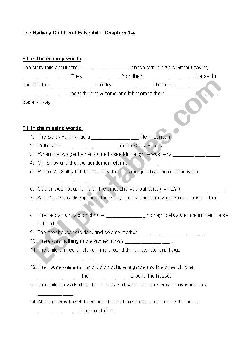 The Railway Children worksheet
