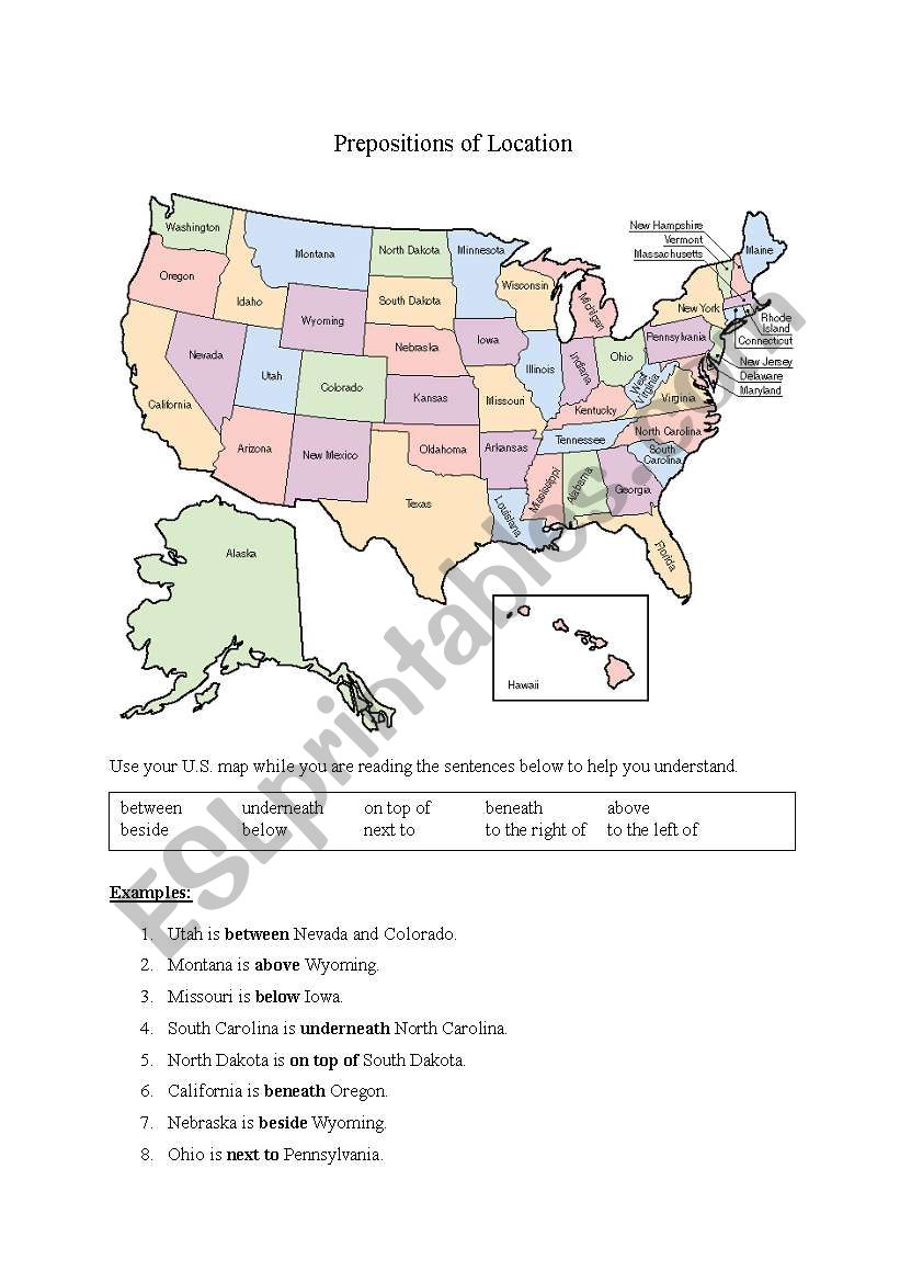 Prepositions of Location (U.S. Geography)