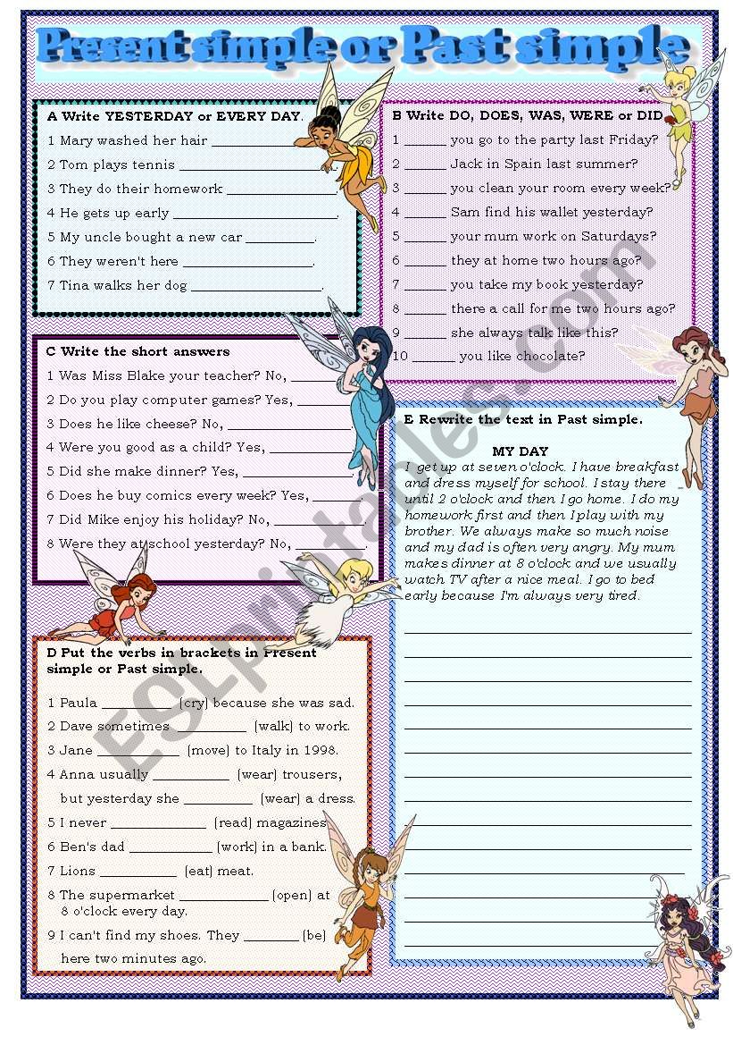 Present simple or past simple worksheet