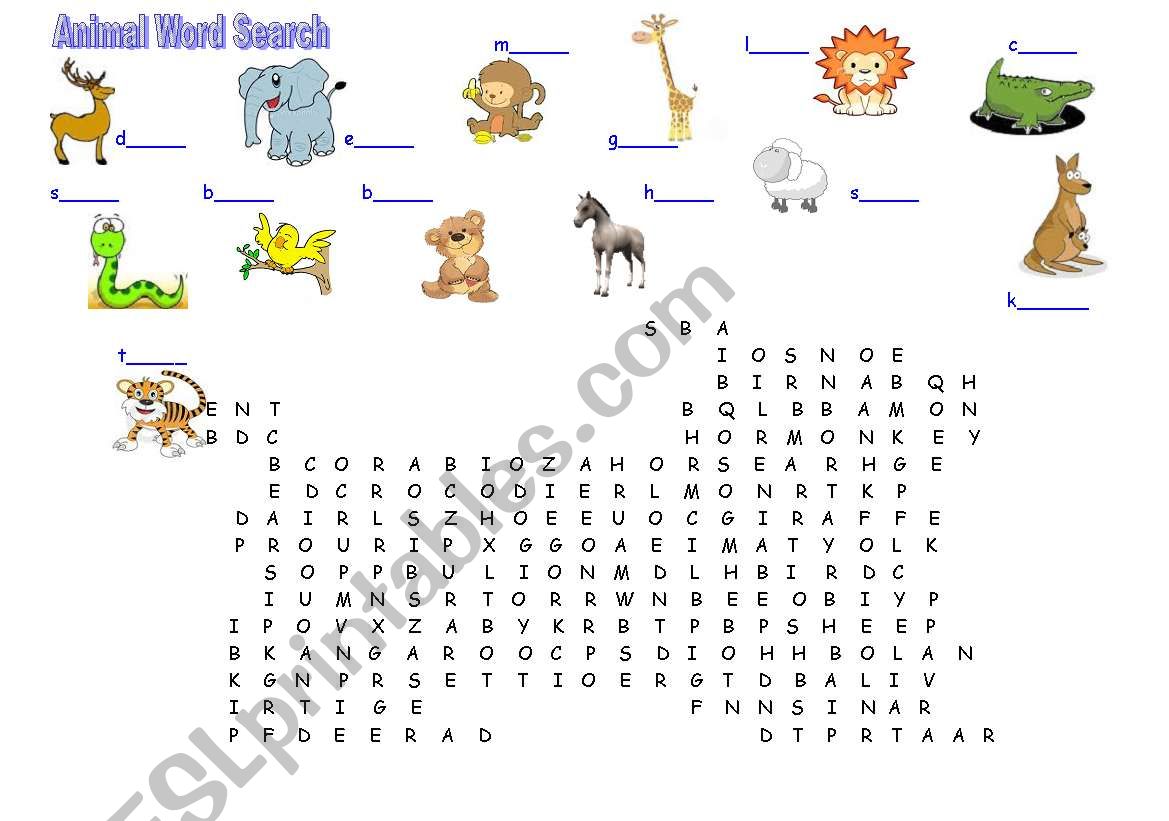 animal worksheet