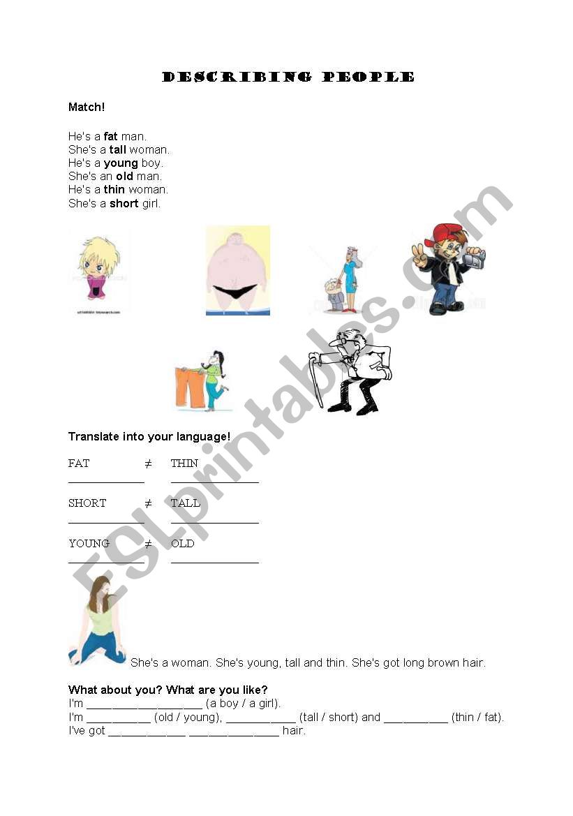 Describing people worksheet