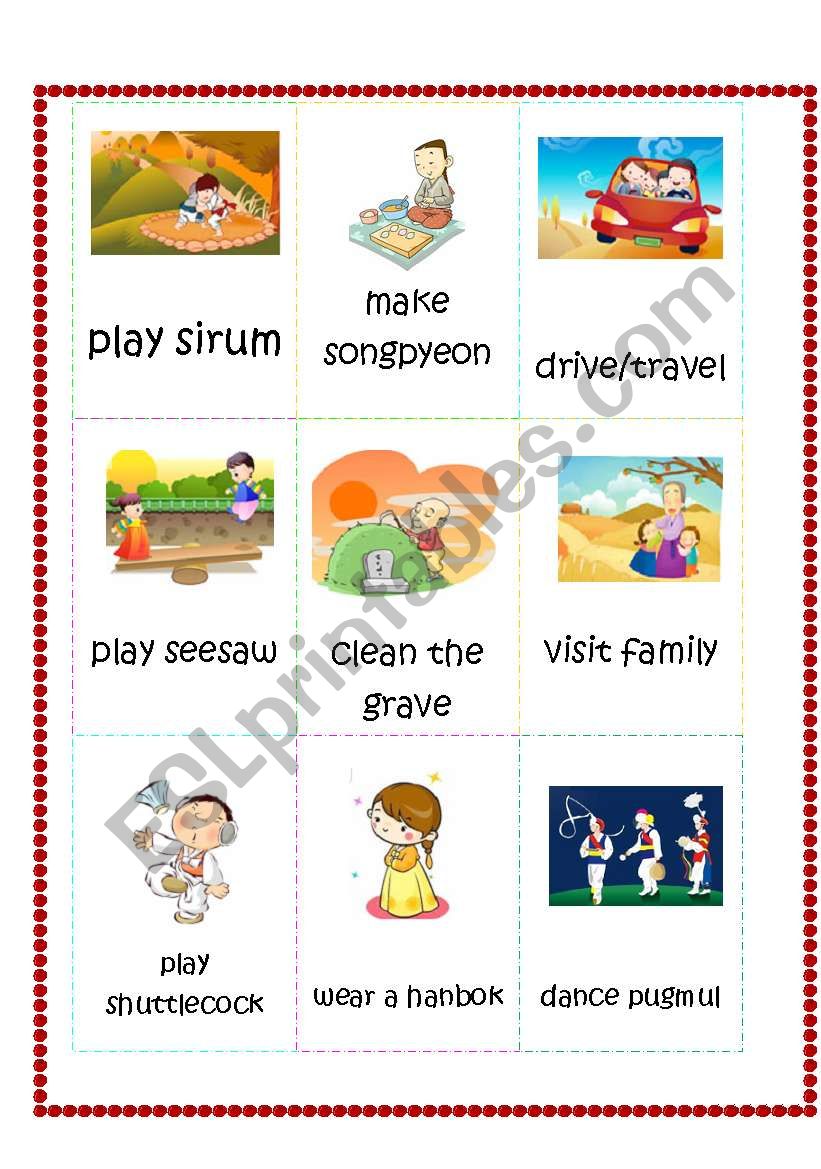 Chuseok Flashcards part 1 worksheet