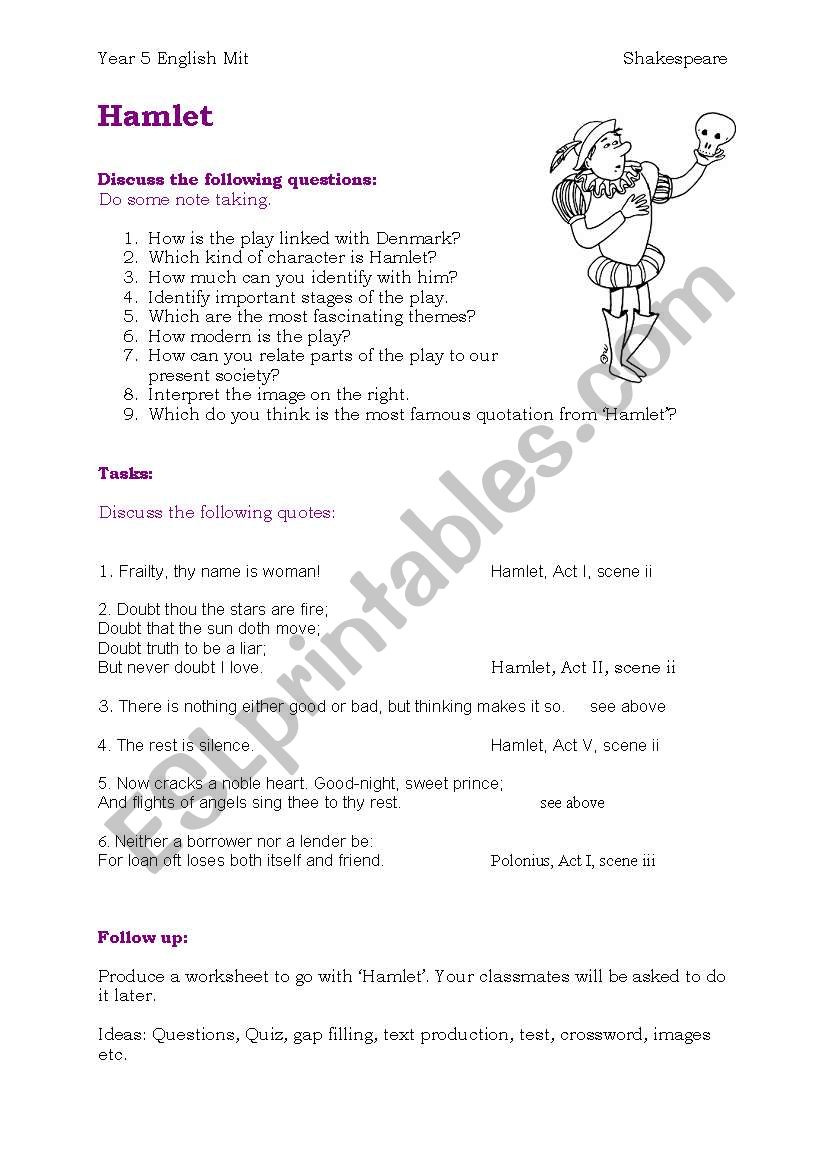 Hamlet worksheet