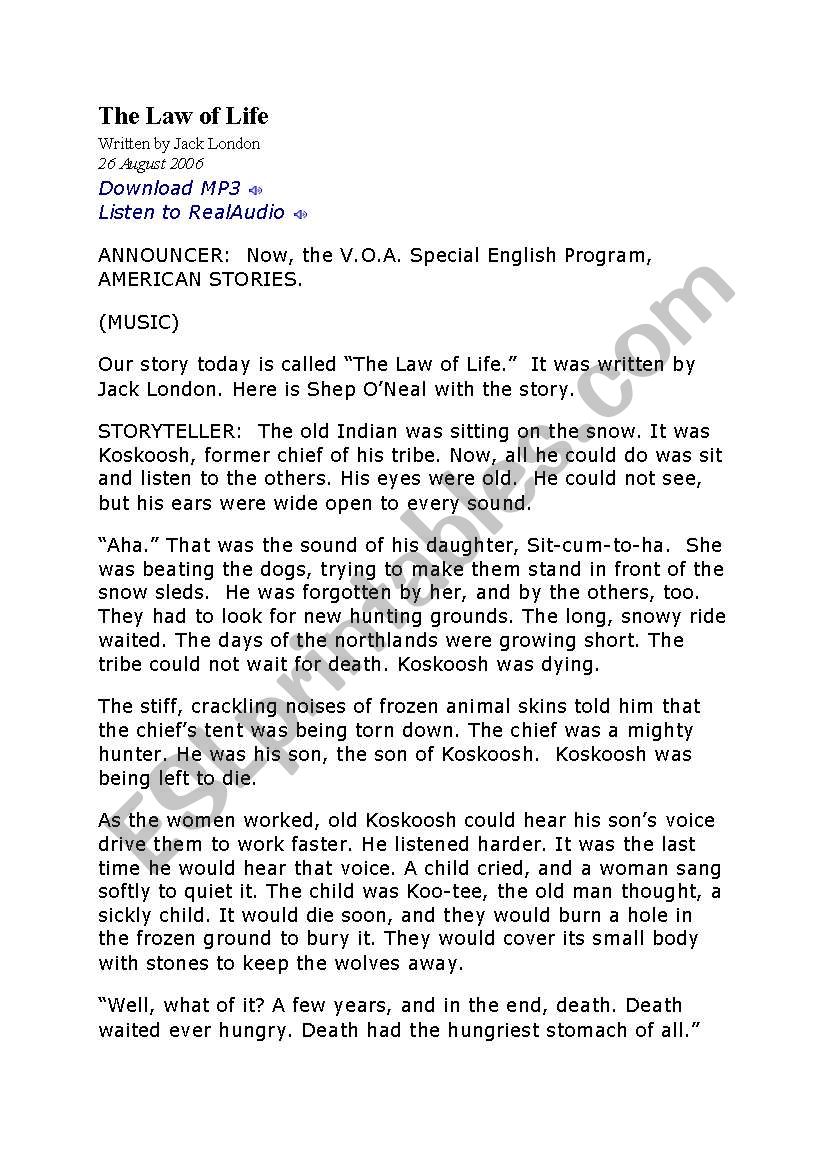 reading worksheet