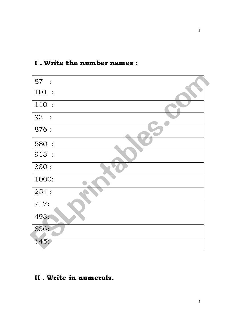 math revision worksheet  for 2nd class