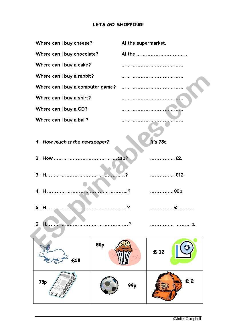 Lets Go Shopping worksheet