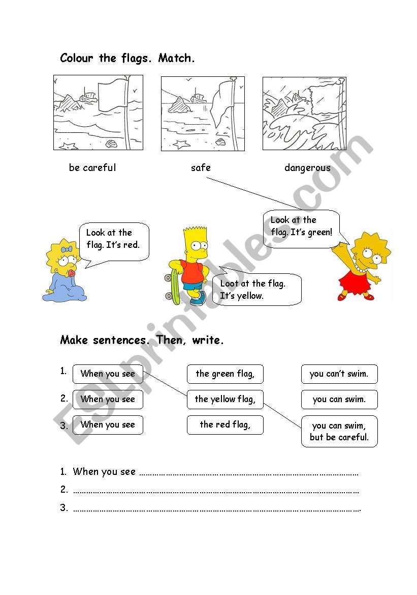 Beach flags worksheet