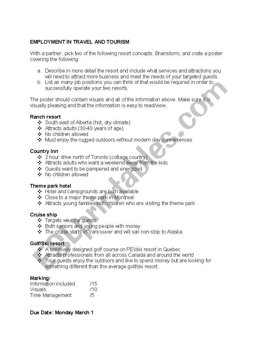 RESORT PRESENTATION worksheet