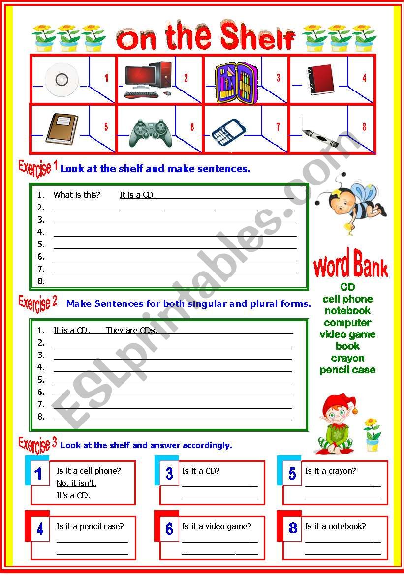 On the Shelf - Verb to Be worksheet