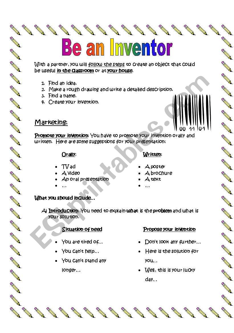 Be an Inventor worksheet