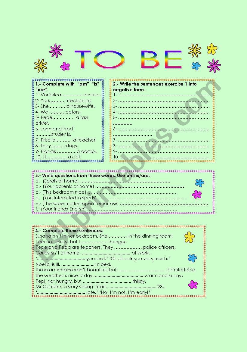 TO BE  worksheet