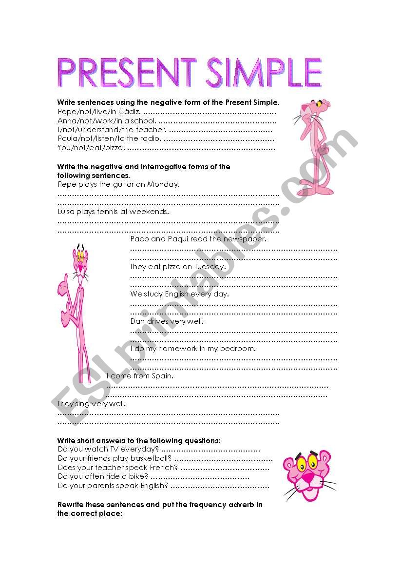 PRESENT SIMPLE worksheet