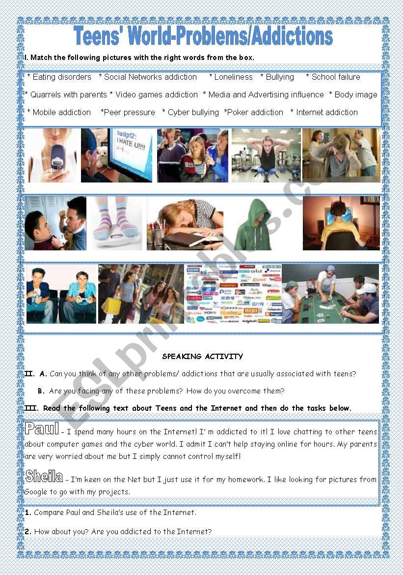 TEENSÂ´WORLD- PROBLEMS AND ADDICTIONS