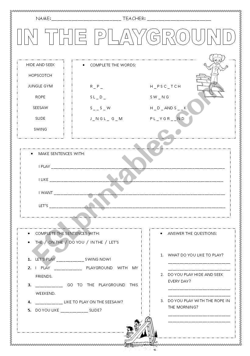 In the playground worksheet