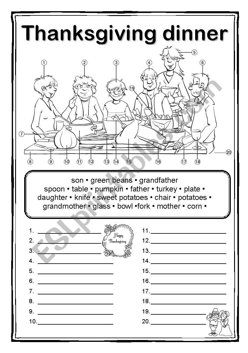 Thanksgiving worksheet