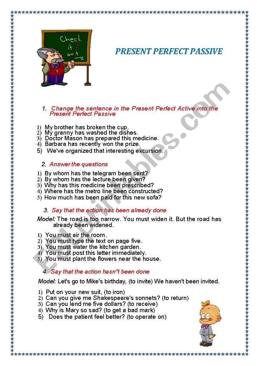 present perfect passive worksheet