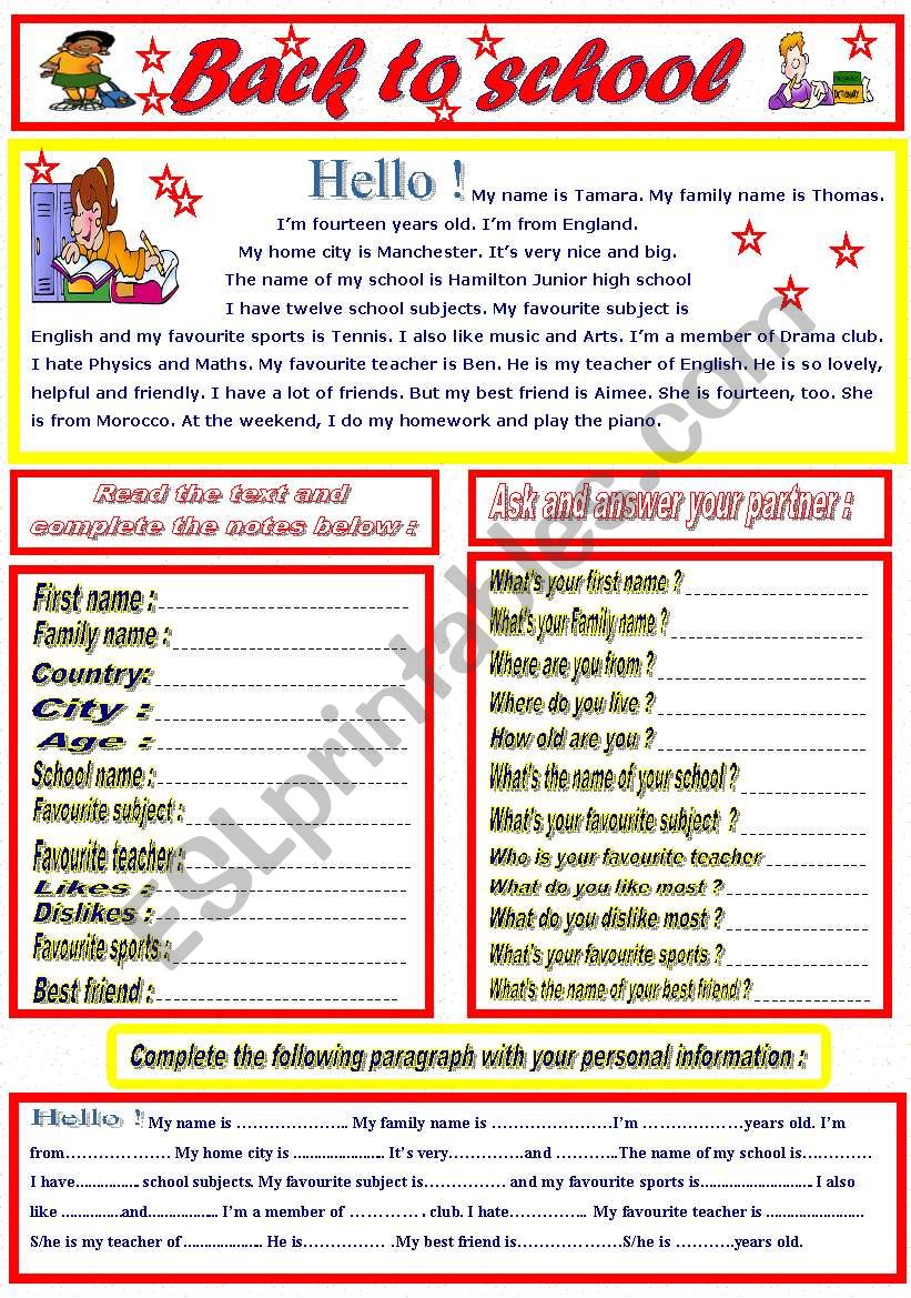 Back to school ( TamaraÂ´s School)