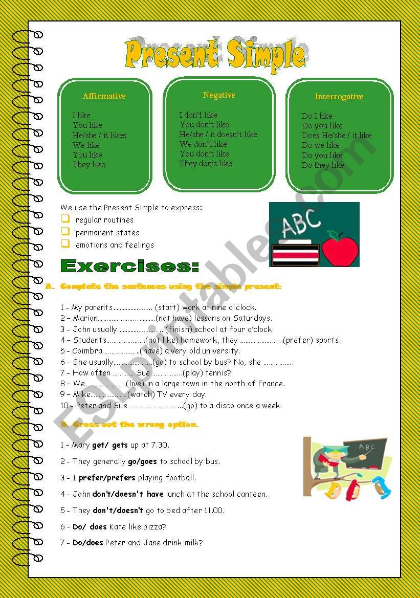 Present simple worksheet