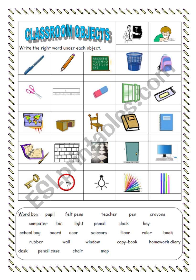 Classroomobjects 1 worksheet