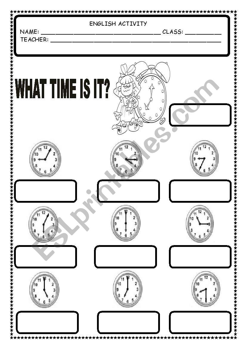 WHAT TIME IS IT? worksheet