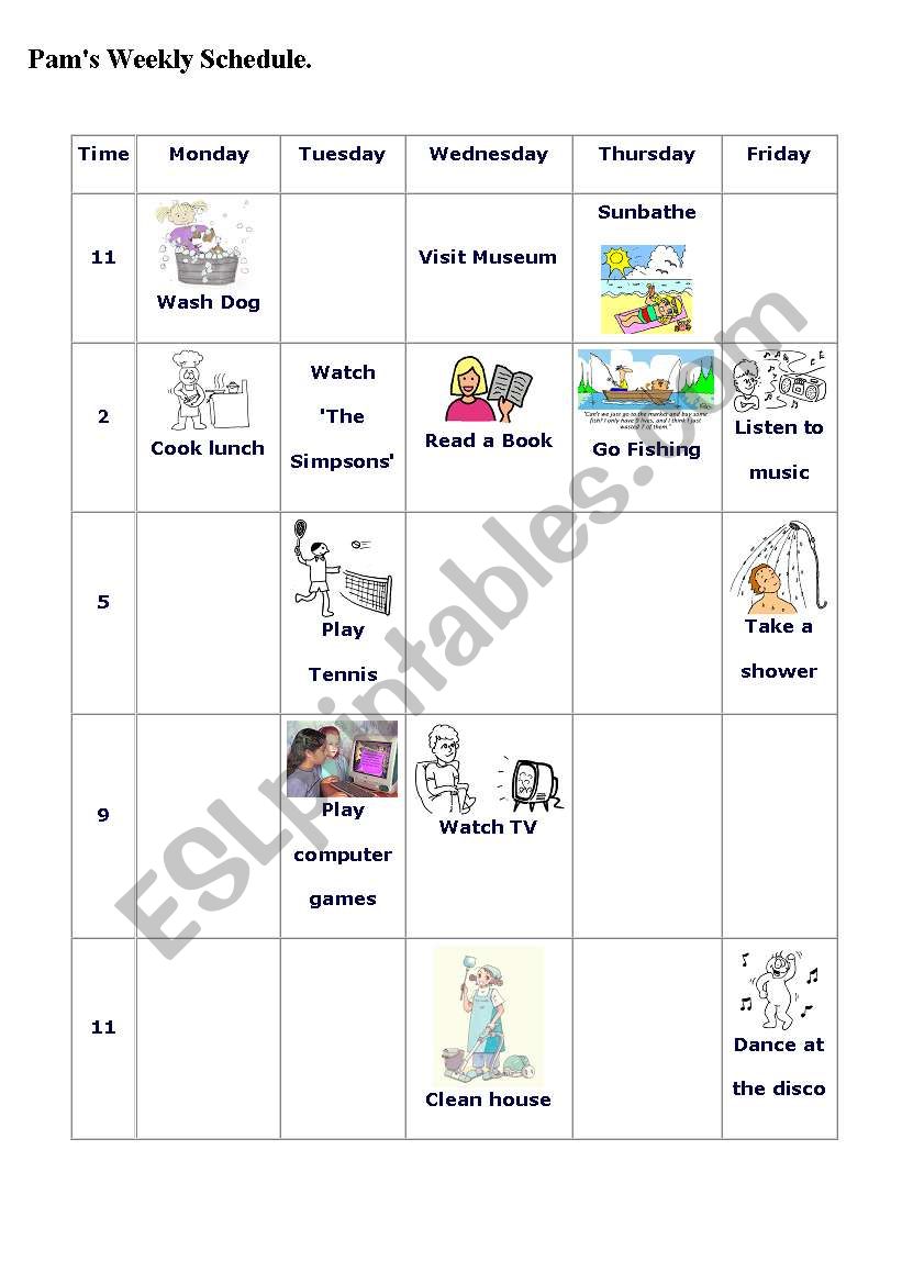 A Weekly Schedule worksheet