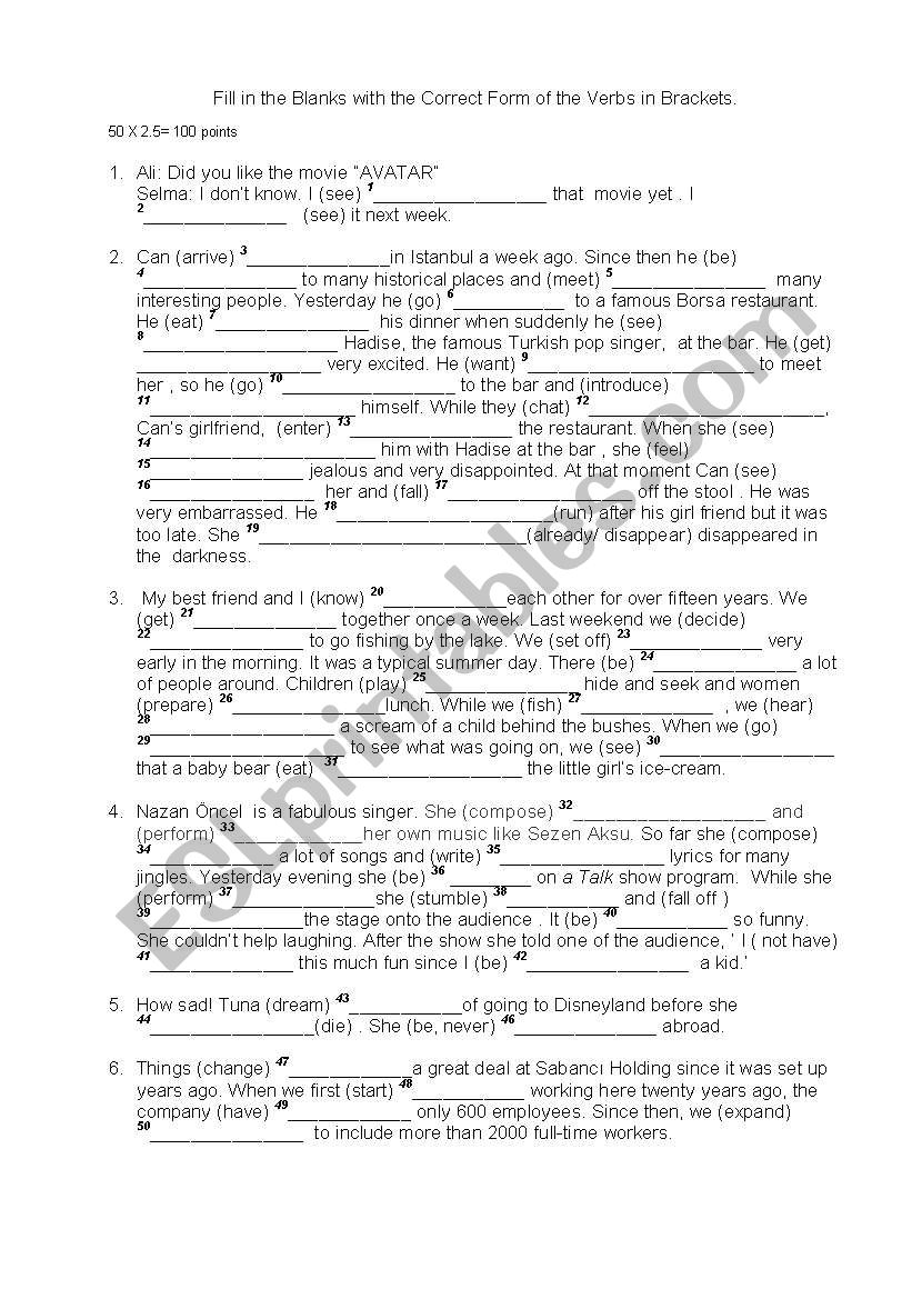 test-on-the-correct-form-of-verb-tenses-key-provided-esl-worksheet-by-ture
