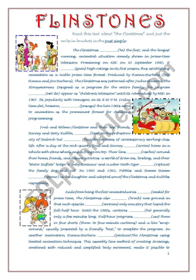 FLINSTONES  STORY worksheet